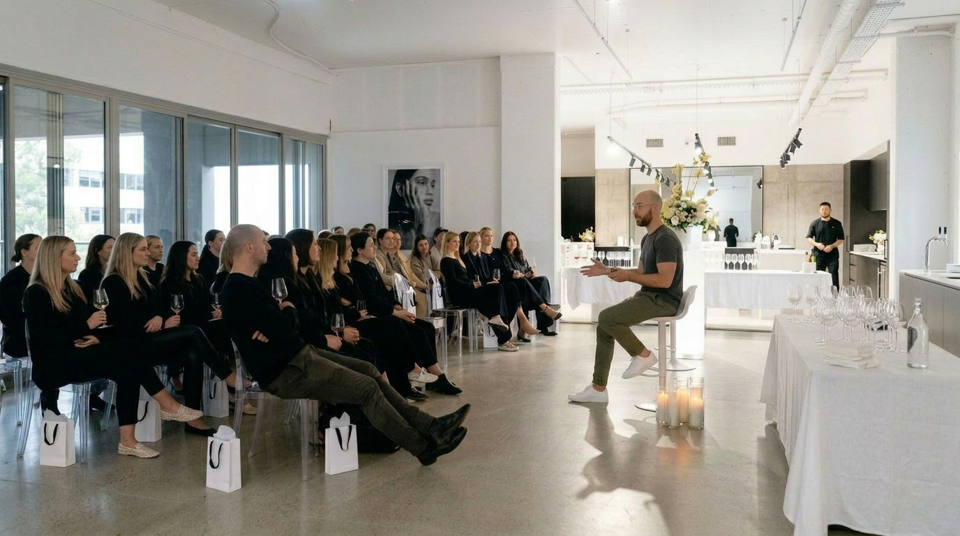 Live training session — intimate workshop setting